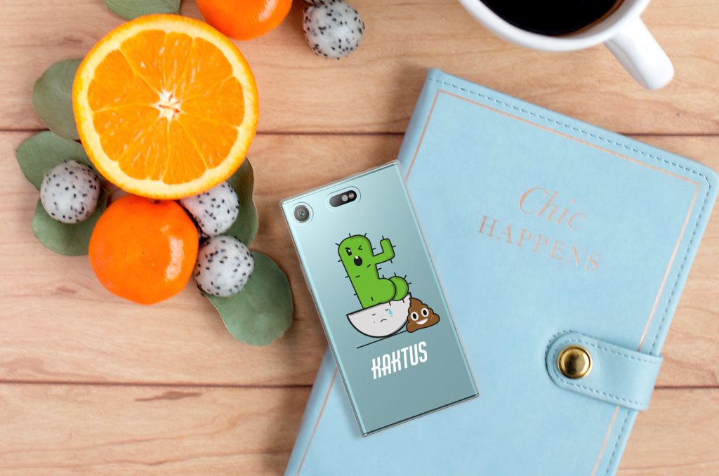 Sony Xperia XZ1 Compact Telefoonhoesje met Naam Cactus Poo