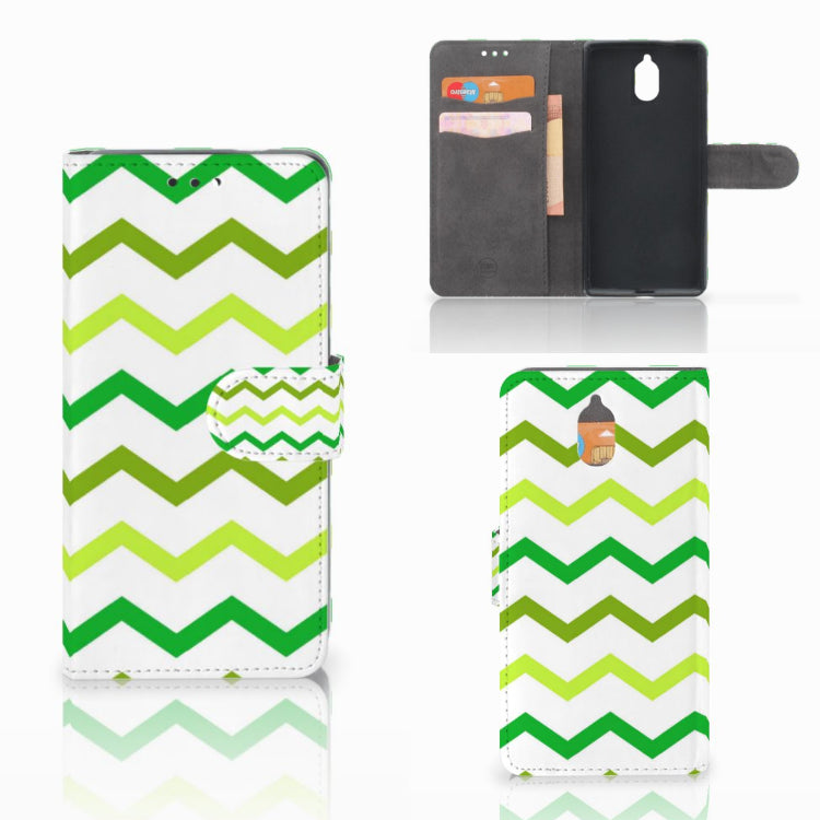 Nokia 3.1 (2018) Telefoon Hoesje Zigzag Groen