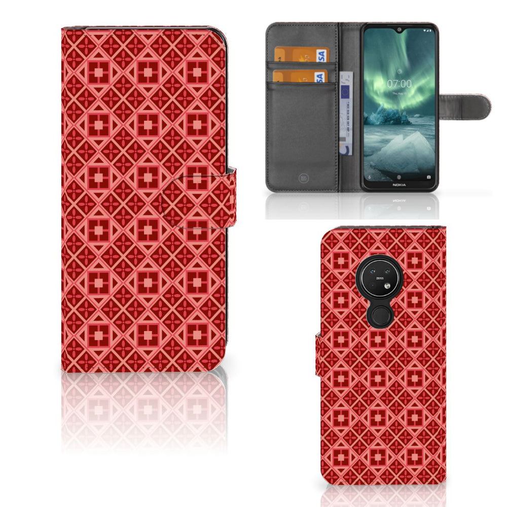 Nokia 7.2 | Nokia 6.2 Telefoon Hoesje Batik Rood