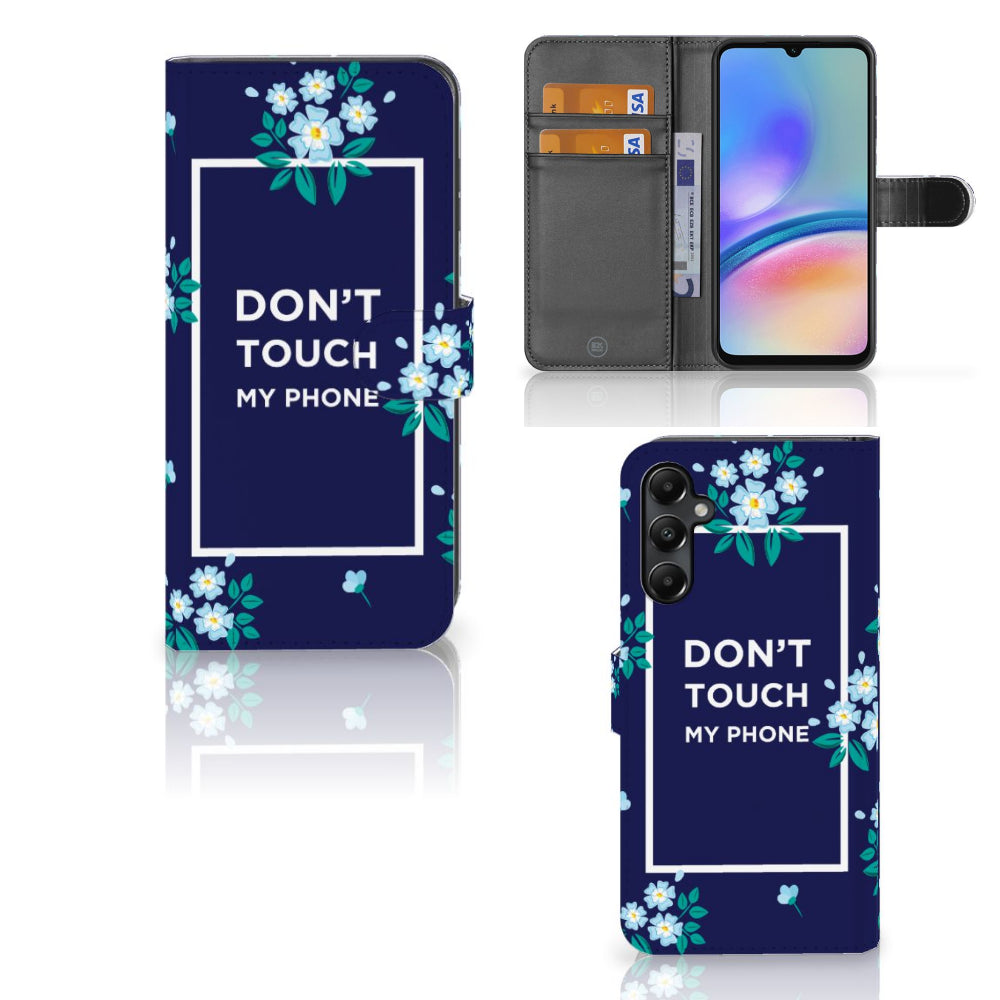 Samsung Galaxy A05s Portemonnee Hoesje Flowers Blue DTMP