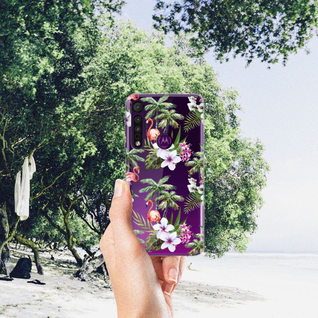 Motorola One Macro TPU Hoesje Flamingo Palms B2C Telecom