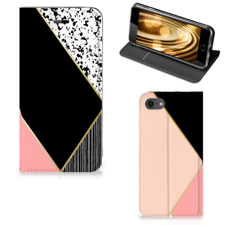 iPhone 7 | 8 | SE (2020) | SE (2022) Stand Case Zwart Roze Vormen