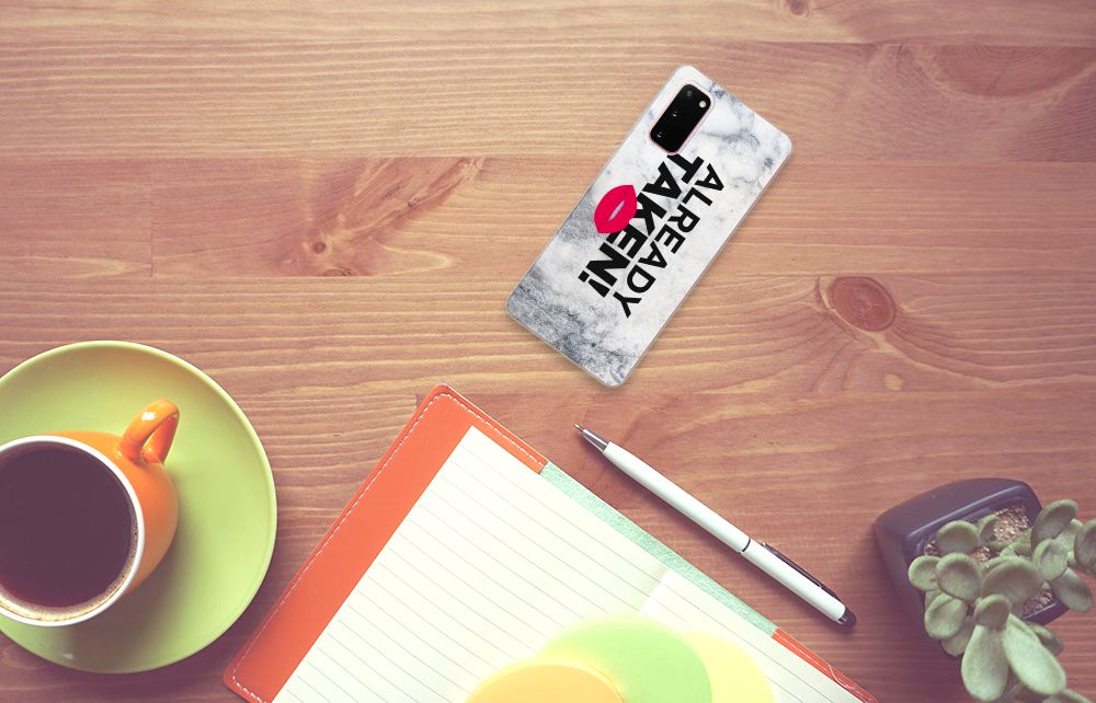 Samsung Galaxy S20 Siliconen hoesje met naam Already Taken White B2C Telecom