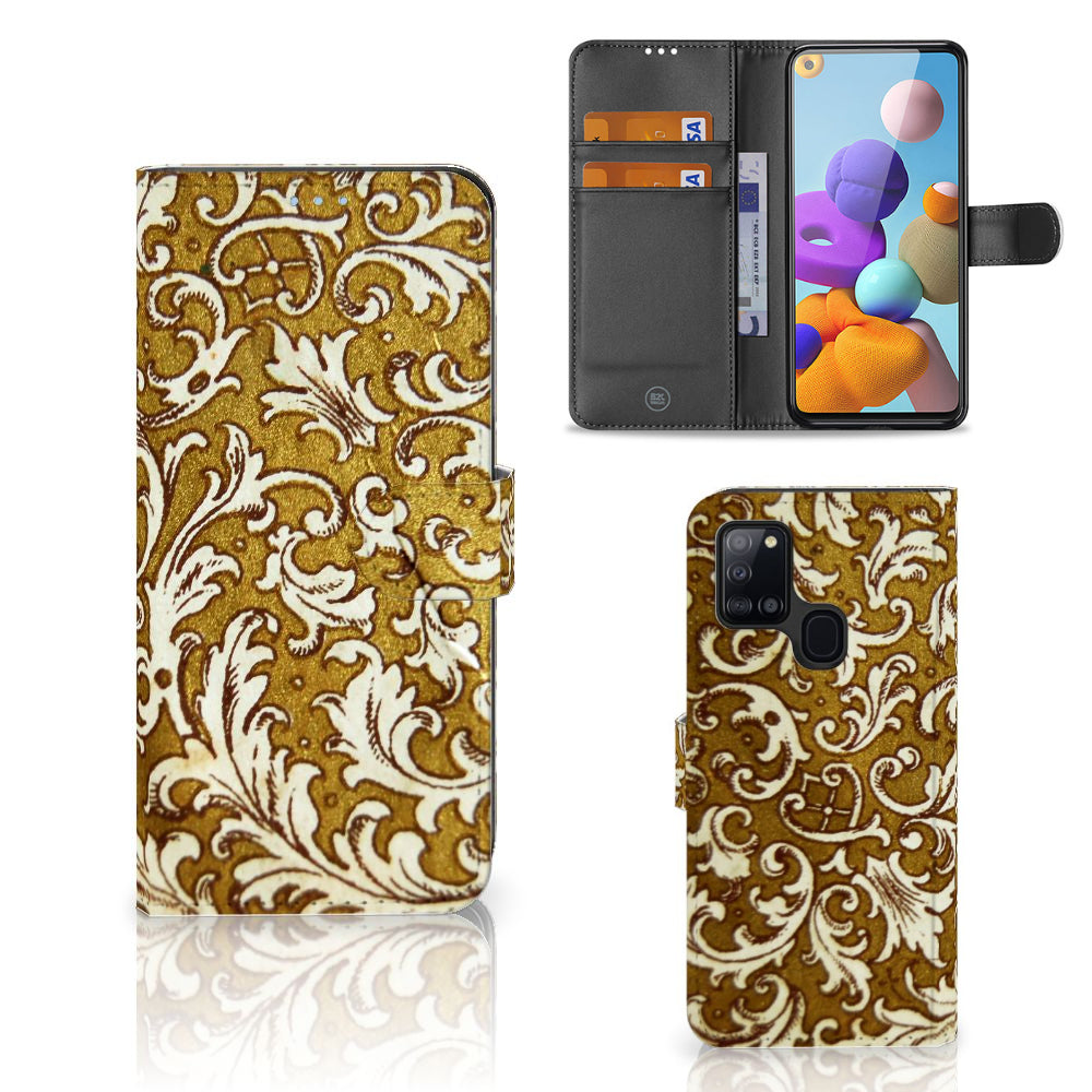 Wallet Case Samsung Galaxy A21s Barok Goud
