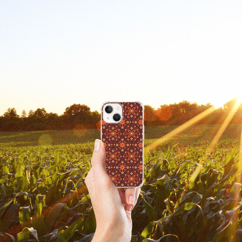 iPhone 13 mini Doorzichtige Silicone Hoesje Batik Brown - B2C Telecom
