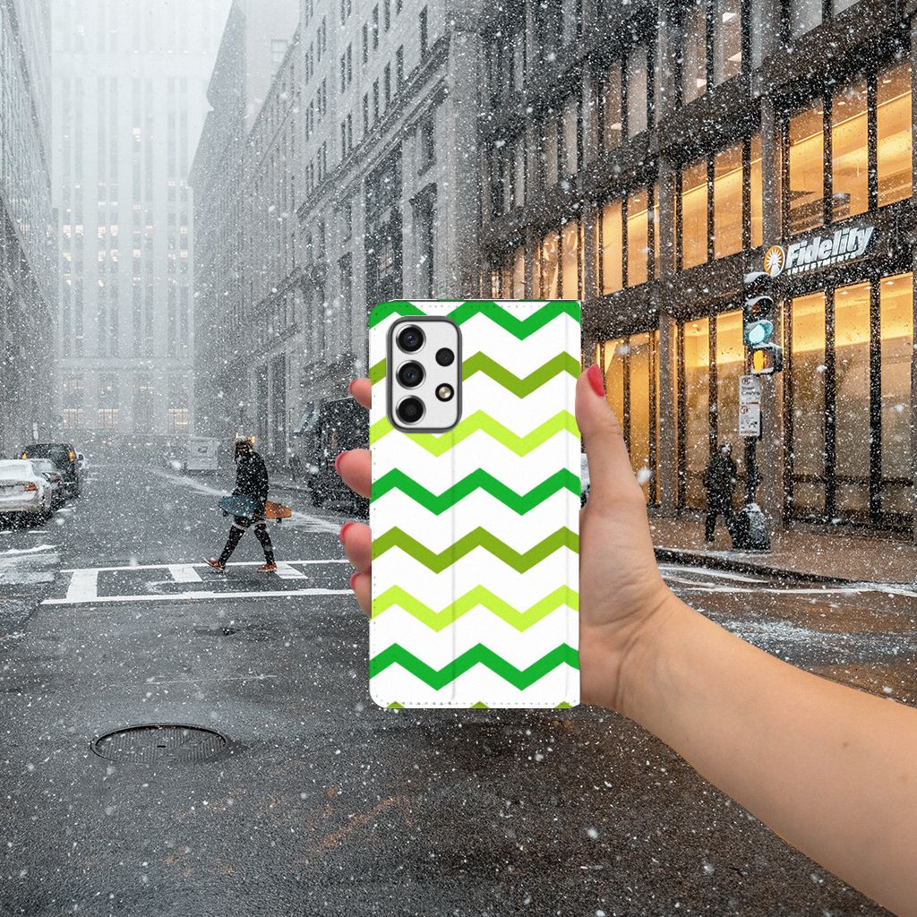 Samsung Galaxy A53 Hoesje met Magneet Zigzag Groen - B2C Telecom