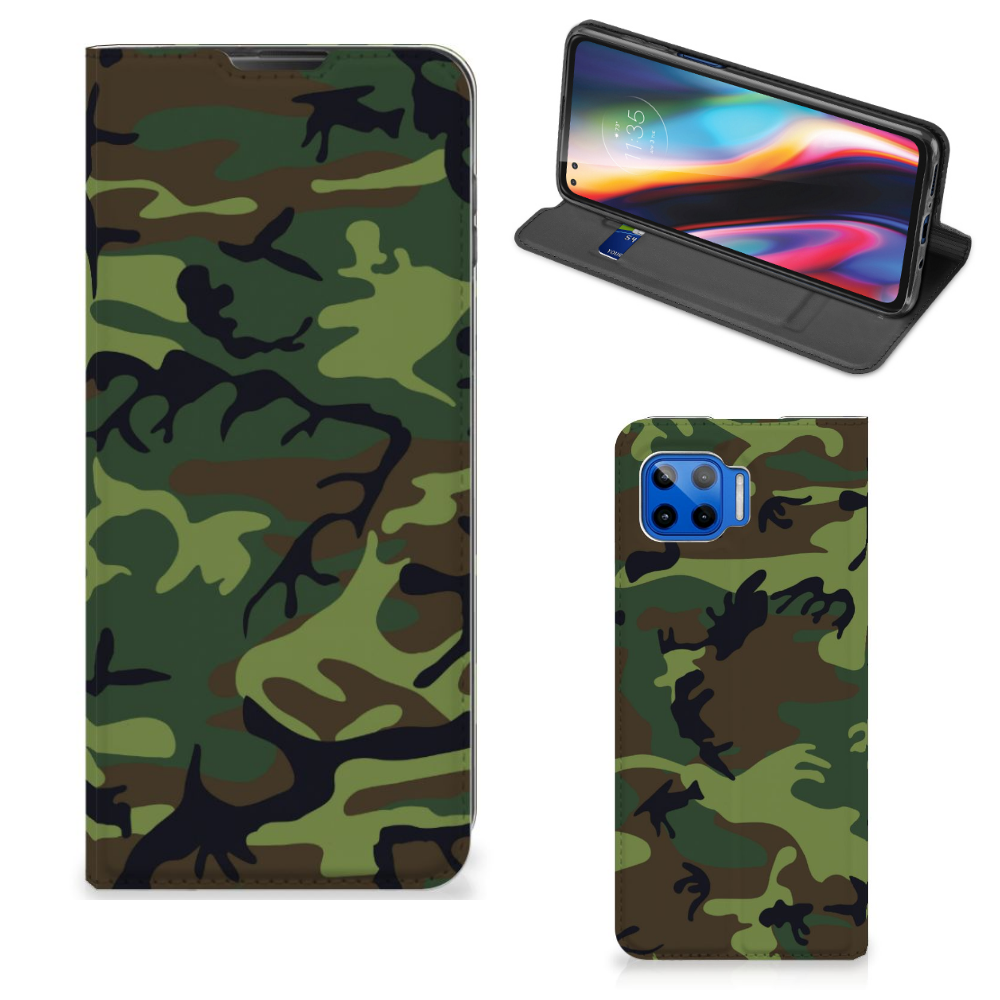 Motorola Moto G 5G Plus Hoesje met Magneet Army Dark - B2C Telecom
