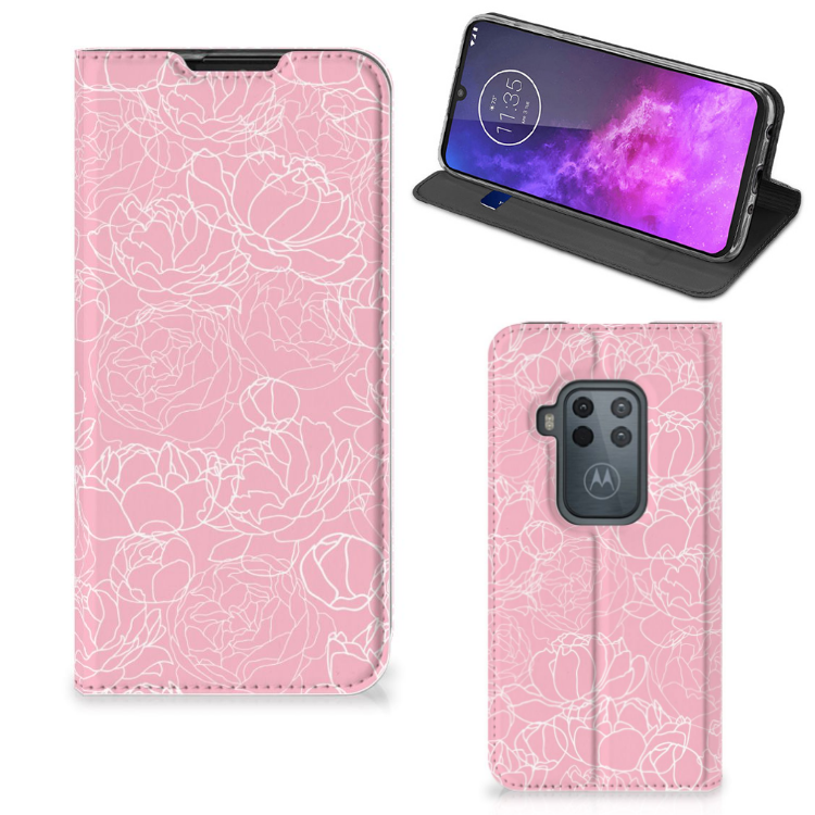 Motorola One Zoom Smart Cover White Flowers - B2C Telecom