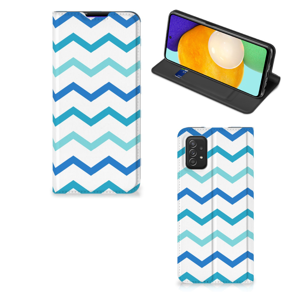 Samsung Galaxy A03s Hoesje met Magneet Zigzag Blauw - B2C Telecom