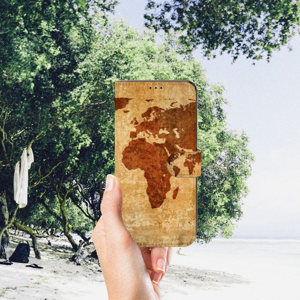Motorola Edge 30 Pro Flip Cover Wereldkaart