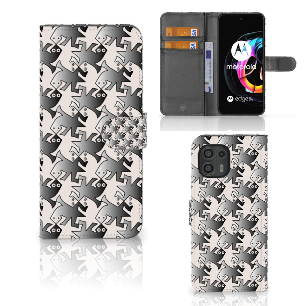 Motorola Edge 20 Lite Telefoonhoesje met Pasjes Salamander Grey