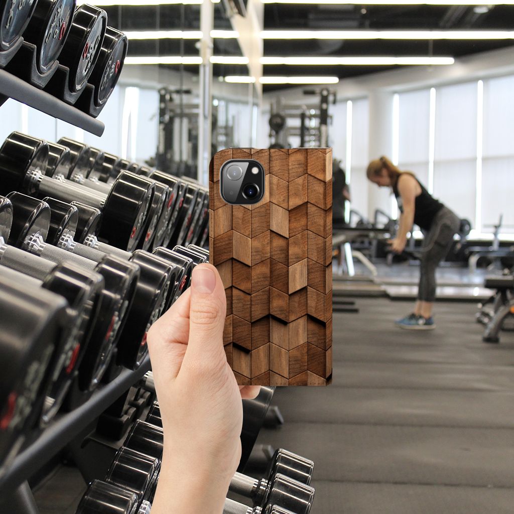 Book Wallet Case voor Apple iPhone 14 Plus Wooden Cubes