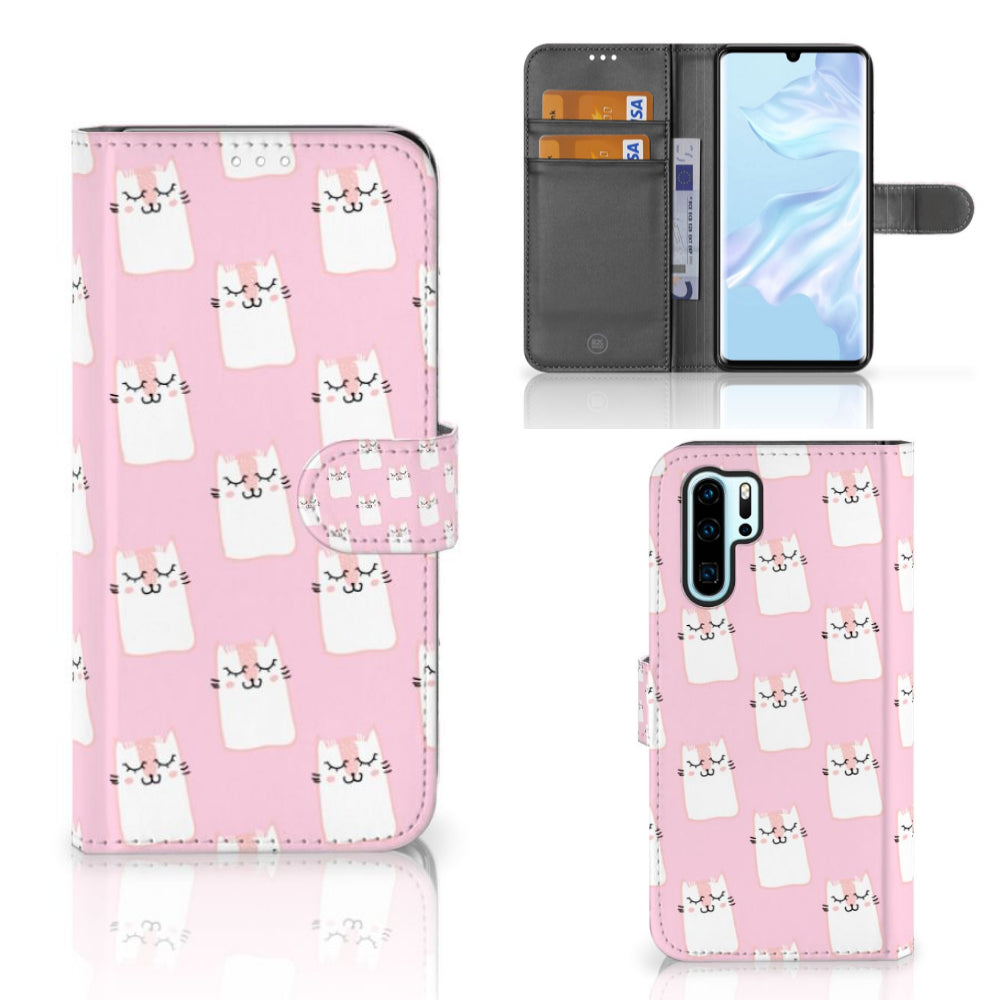 Huawei P30 Pro Telefoonhoesje met Pasjes Sleeping Cats