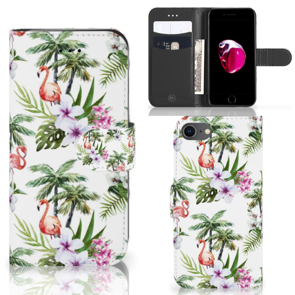iPhone 7 | 8 | SE (2020) | SE (2022) Telefoonhoesje met Pasjes Flamingo Palms