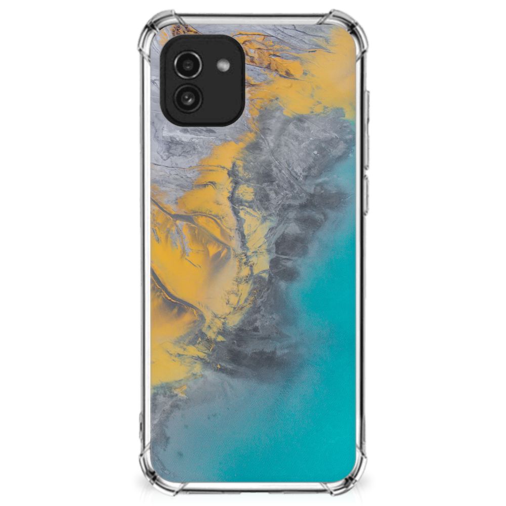 Samsung Galaxy A03 Anti-Shock Hoesje Marble Blue Gold B2C Telecom