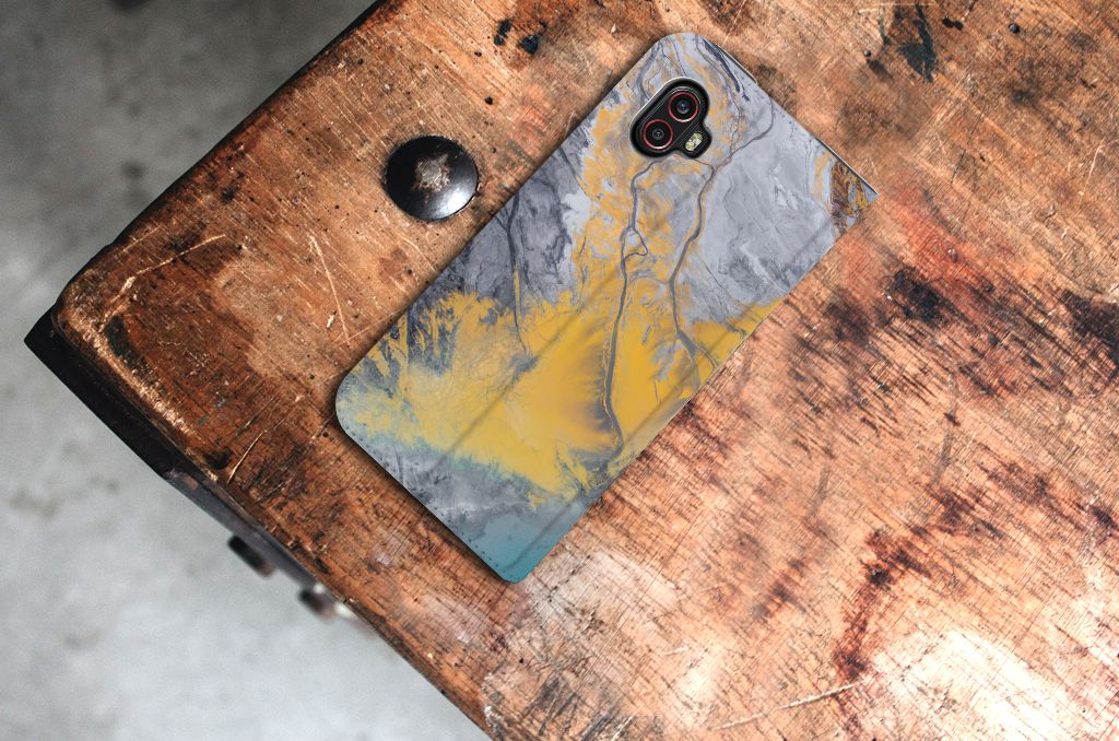 Samsung Galaxy Xcover 6 Pro Standcase Marble Blue Gold - B2C Telecom