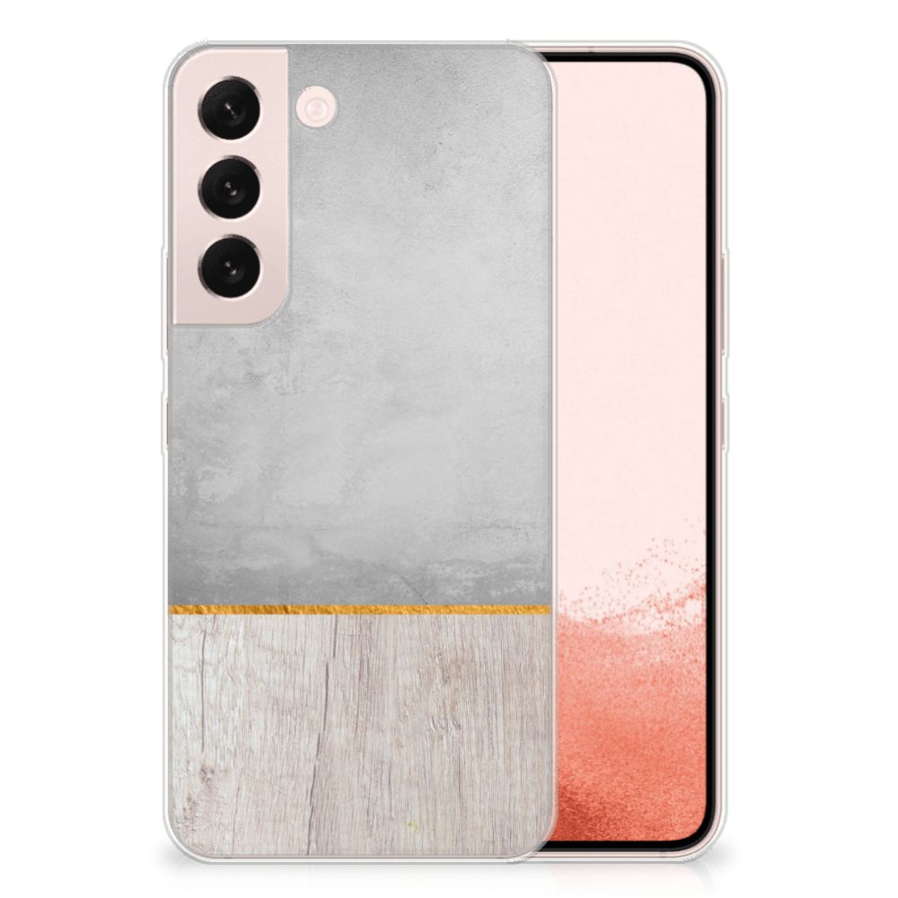 Samsung Galaxy S22 Bumper Hoesje Wood Concrete