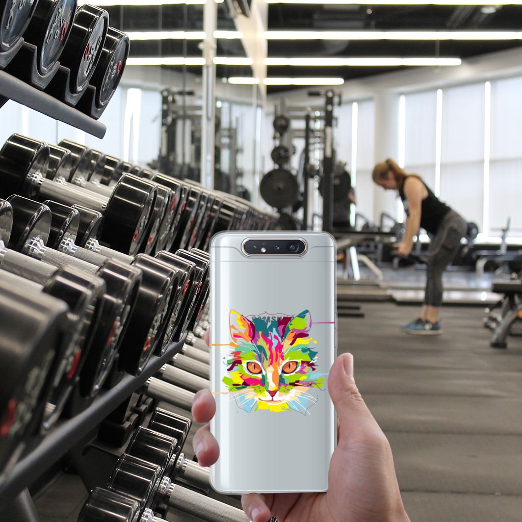 Samsung Galaxy A80 Telefoonhoesje met Naam Cat Color