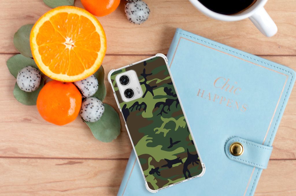 Motorola Moto G73 Doorzichtige Silicone Hoesje Army Dark B2C Telecom
