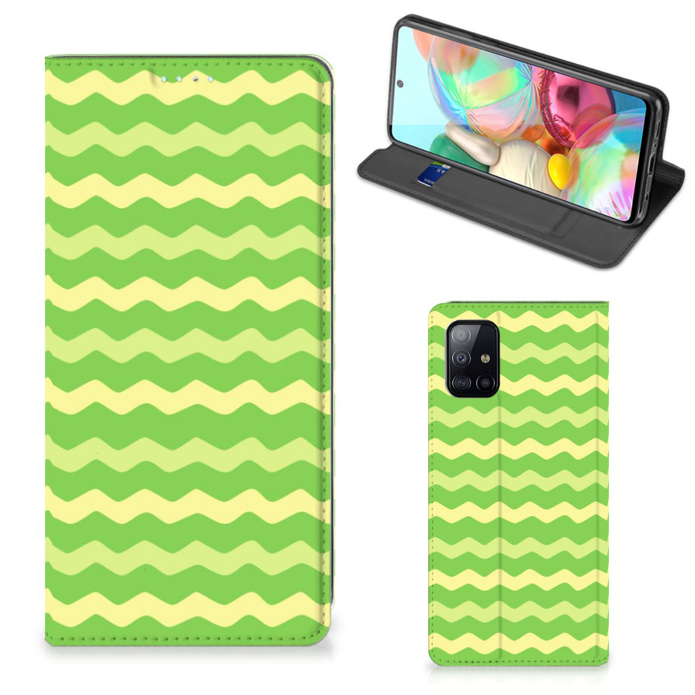 Samsung Galaxy A71 Hoesje met Magneet Waves Green