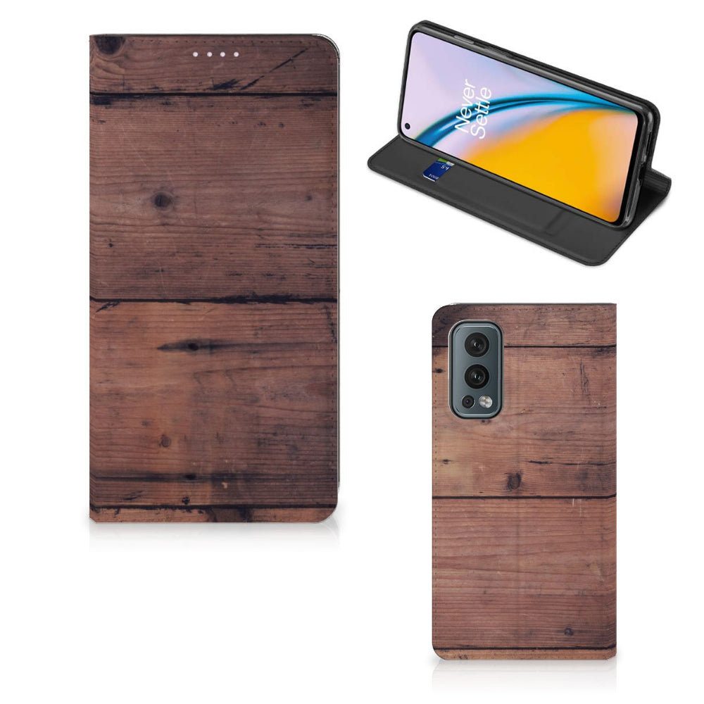 OnePlus Nord 2 5G Book Wallet Case Old Wood