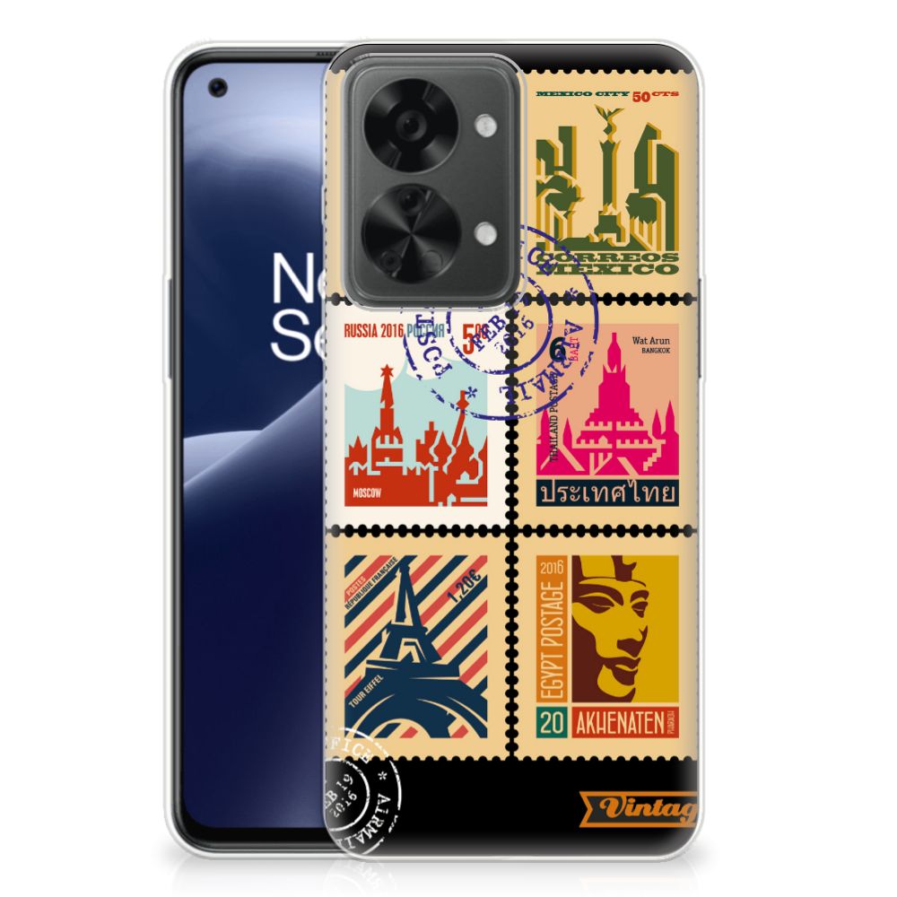 OnePlus Nord 2T Siliconen Back Cover Postzegels B2C Telecom