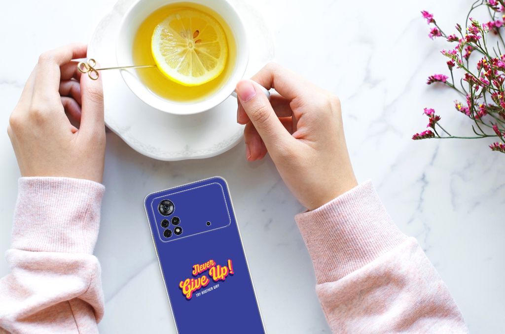 Xiaomi Poco X4 Pro 5G Siliconen hoesje met naam Never Give Up B2C Telecom
