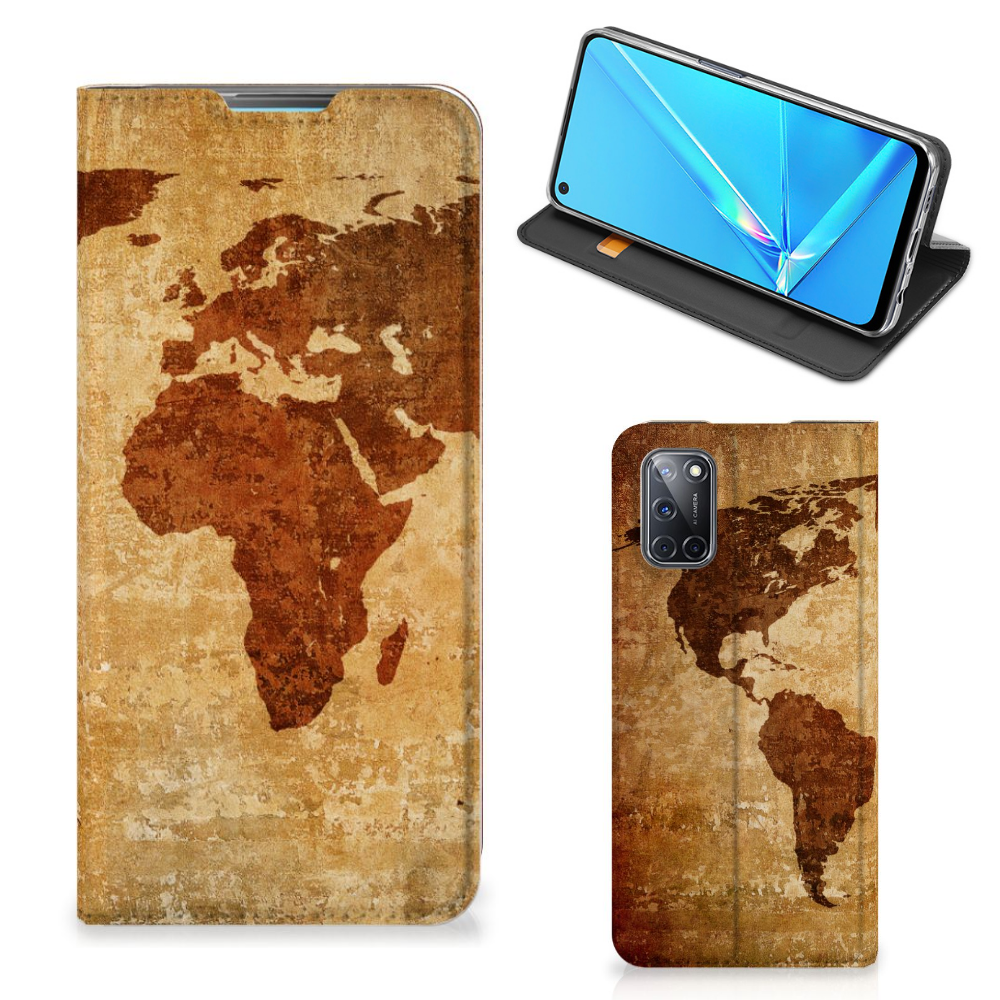 OPPO A52 | A72 Book Cover Wereldkaart - B2C Telecom