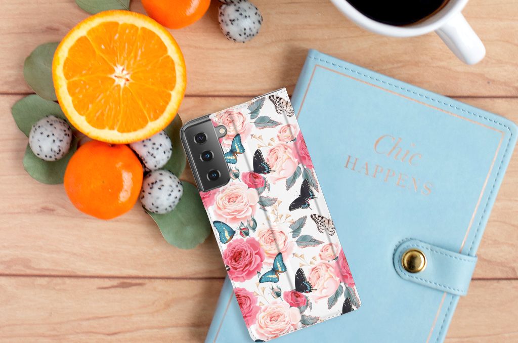 Samsung Galaxy S21 Plus Smart Cover Butterfly Roses - B2C Telecom