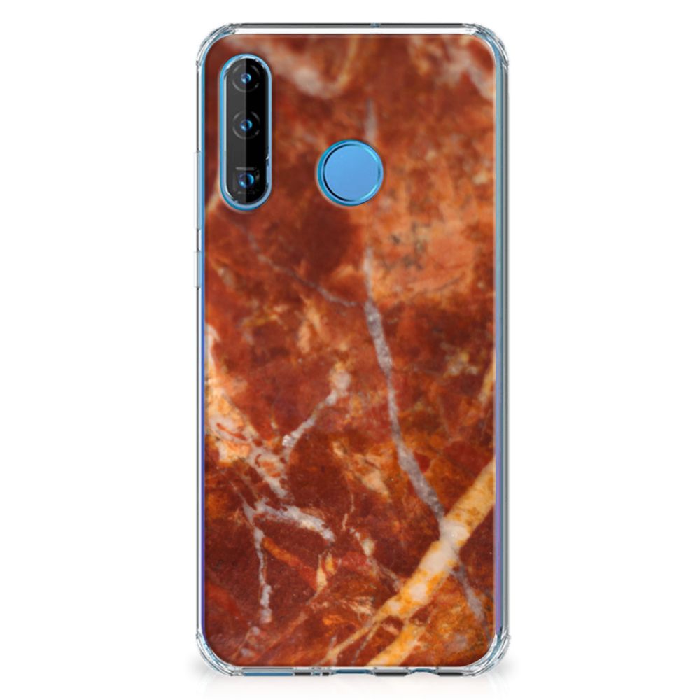 Huawei P30 Lite Anti-Shock Hoesje Marmer Bruin