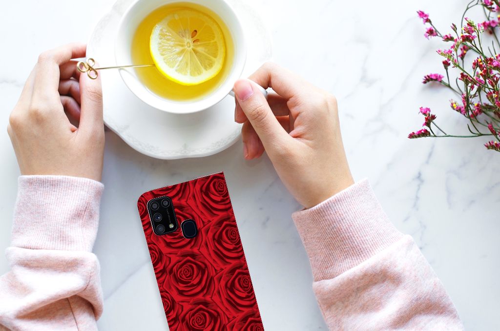 Samsung Galaxy M31 Smart Cover Red Roses
