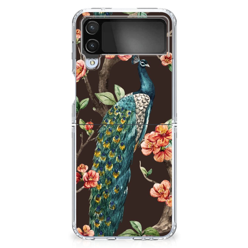 Samsung Galaxy Z Flip 4 TPU Hoesje Pauw met Bloemen
