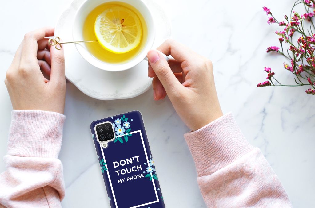 Samsung Galaxy A12 Silicone-hoesje Flowers Blue DTMP B2C Telecom