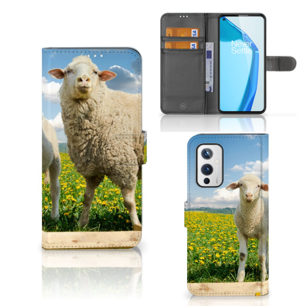 OnePlus 9 Telefoonhoesje met Pasjes Schaap en Lammetje