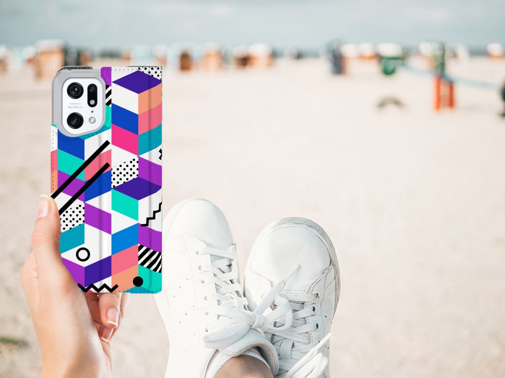 OPPO Find X5 Pro Stand Case Blokken Kleurrijk - B2C Telecom