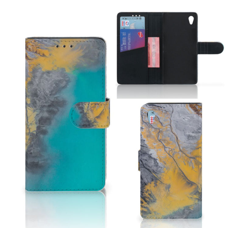 Sony Xperia Z3 Bookcase Marble Blue Gold