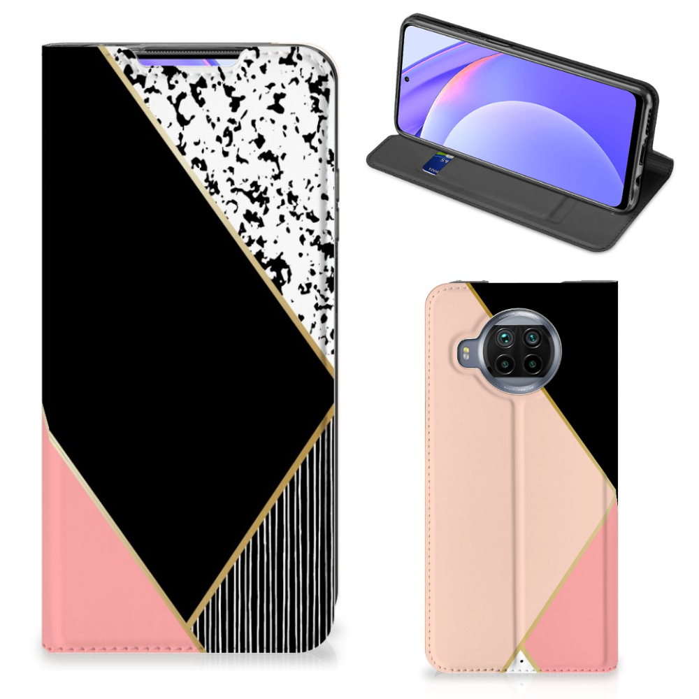 Xiaomi Mi 10T Lite Stand Case Zwart Roze Vormen - B2C Telecom