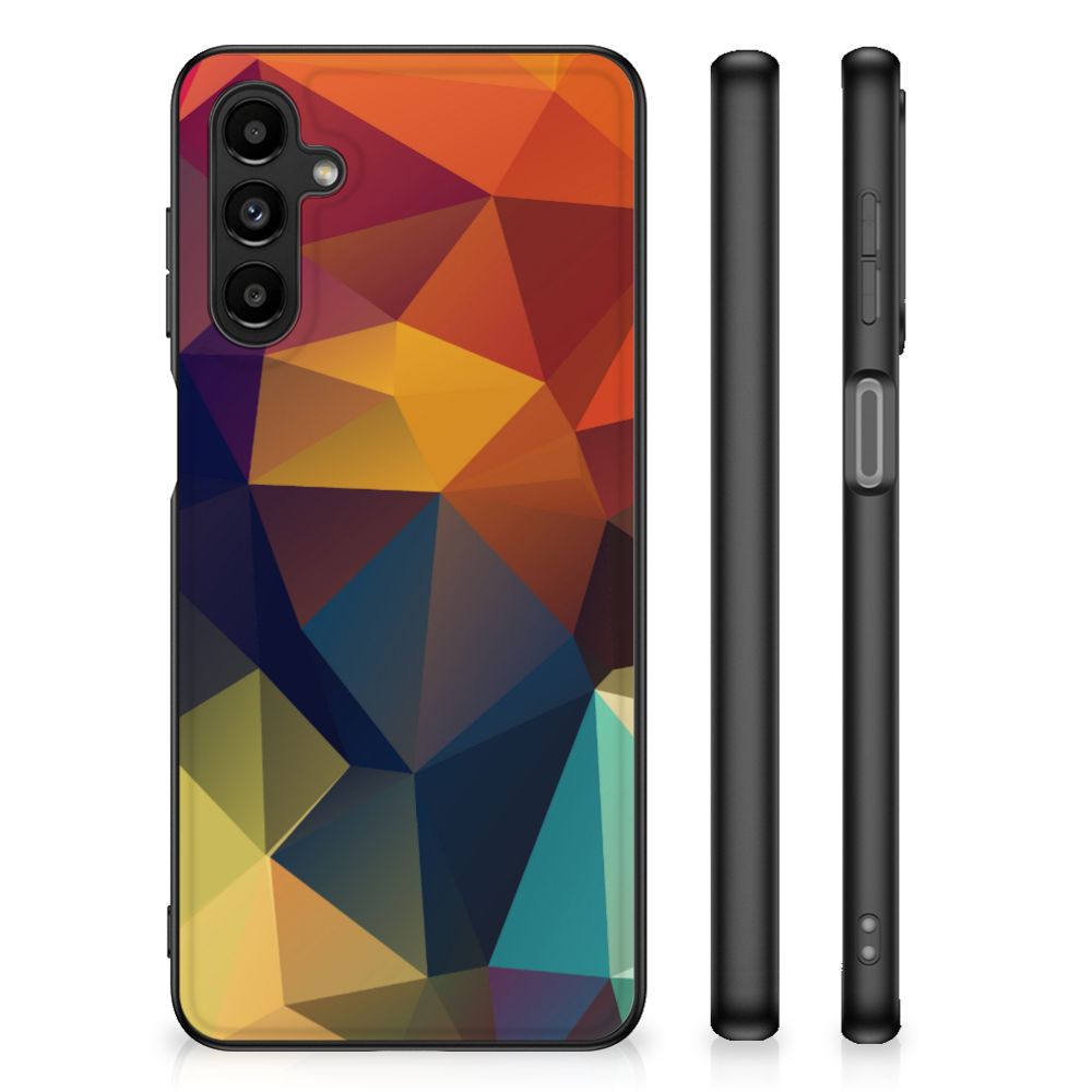 Samsung Galaxy A14 5G Backcover Polygon Color met abstract design en zwarte randen, geschikt voor dagelijks gebruik.