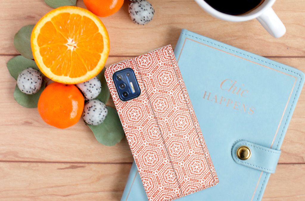 Motorola Moto G9 Plus Hoesje met Magneet Pattern Orange - B2C Telecom