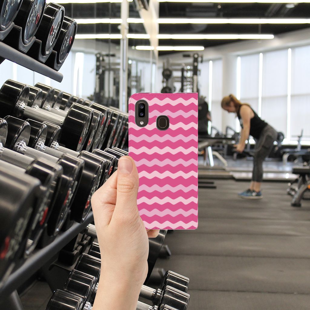 Samsung Galaxy A30 Hoesje met Magneet Waves Pink
