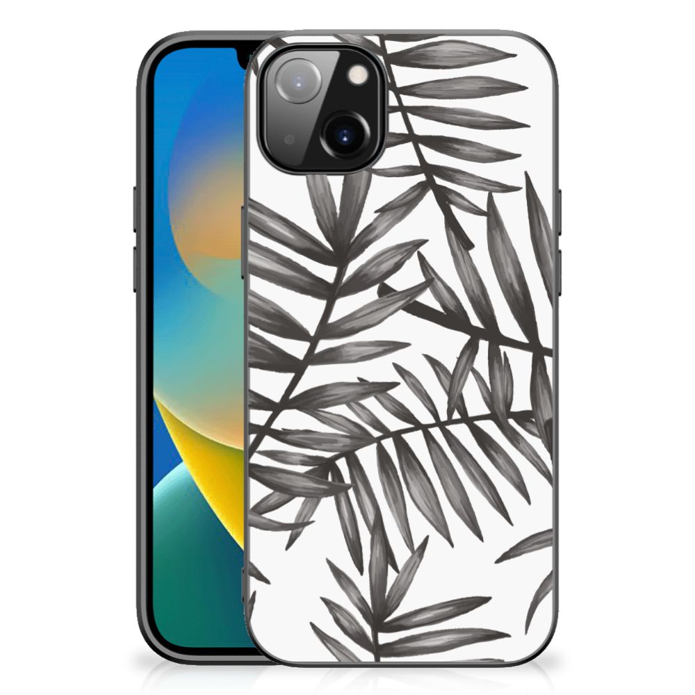 iPhone 14 Plus Bloemen Hoesje Leaves Grey