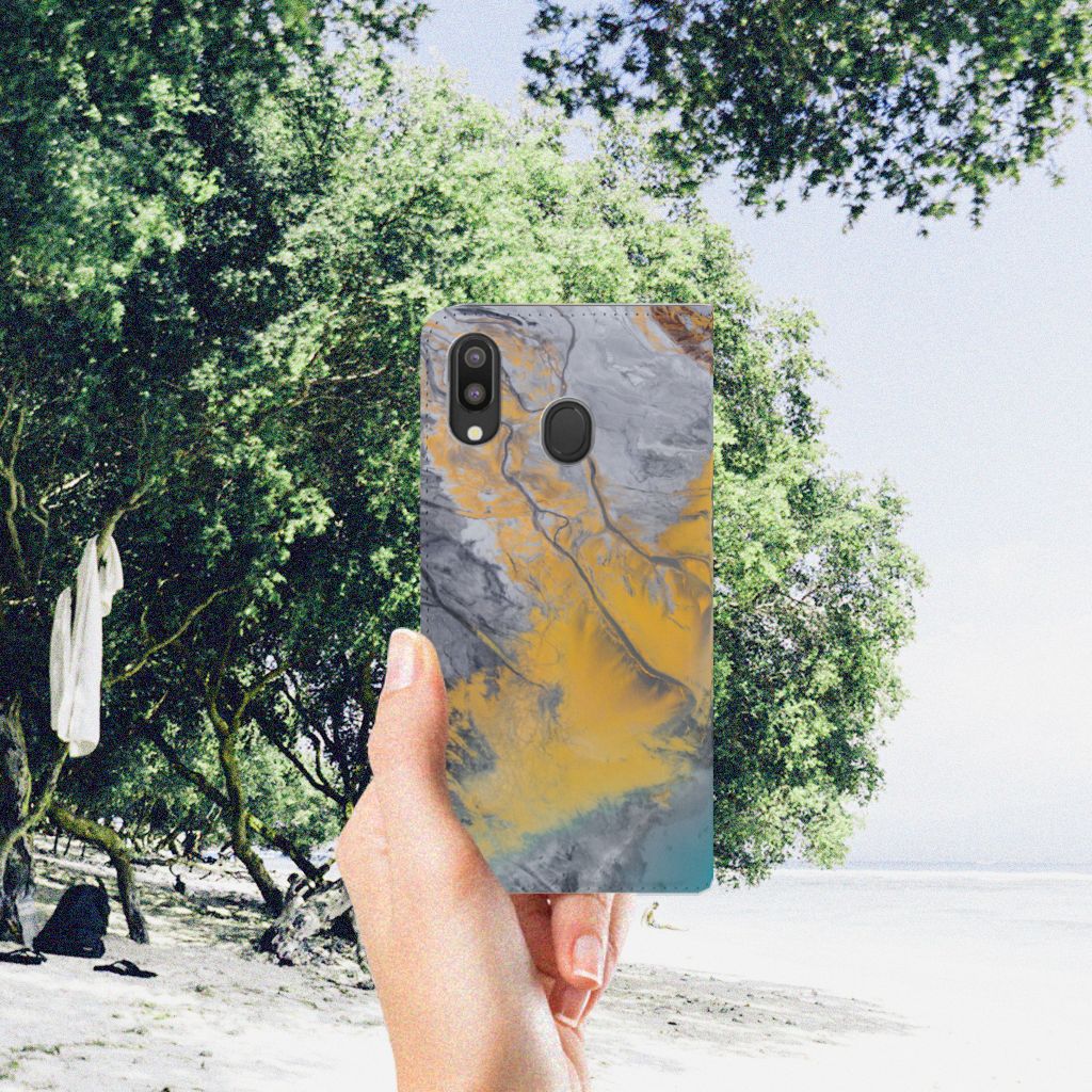 Samsung Galaxy M20 Standcase Marble Blue Gold