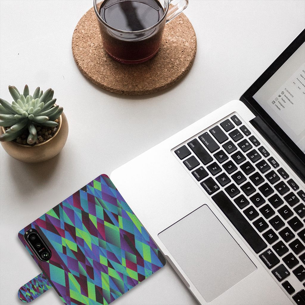 Sony Xperia 5III Book Case Abstract Green Blue