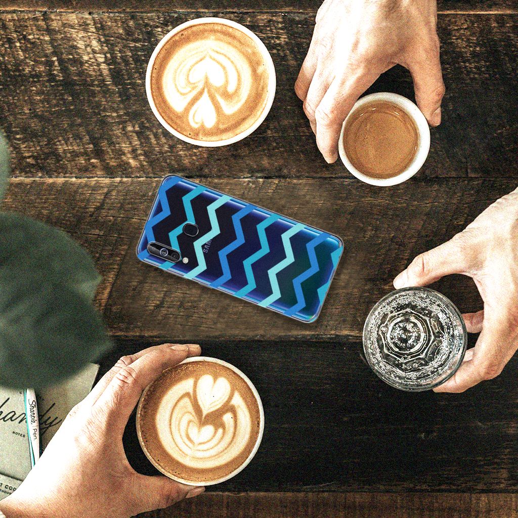 Samsung Galaxy A60 TPU bumper Zigzag Blauw