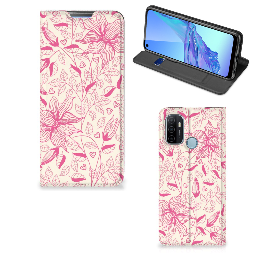 OPPO A53 | A53s Smart Cover Pink Flowers - B2C Telecom