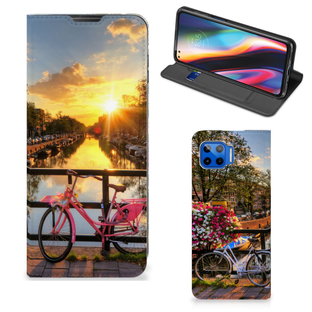 Motorola Moto G 5G Plus Book Cover Amsterdamse Grachten - B2C Telecom