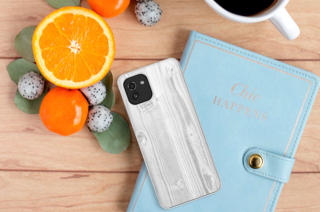 Samsung Galaxy A03 Bumper Hoesje White Wood B2C Telecom