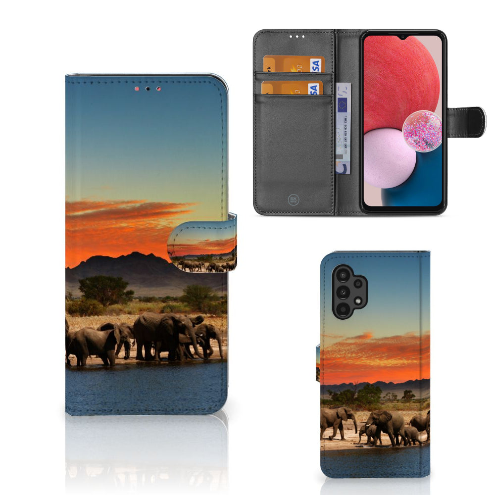 Samsung Galaxy A13 (4G) Telefoonhoesje met Pasjes Olifanten