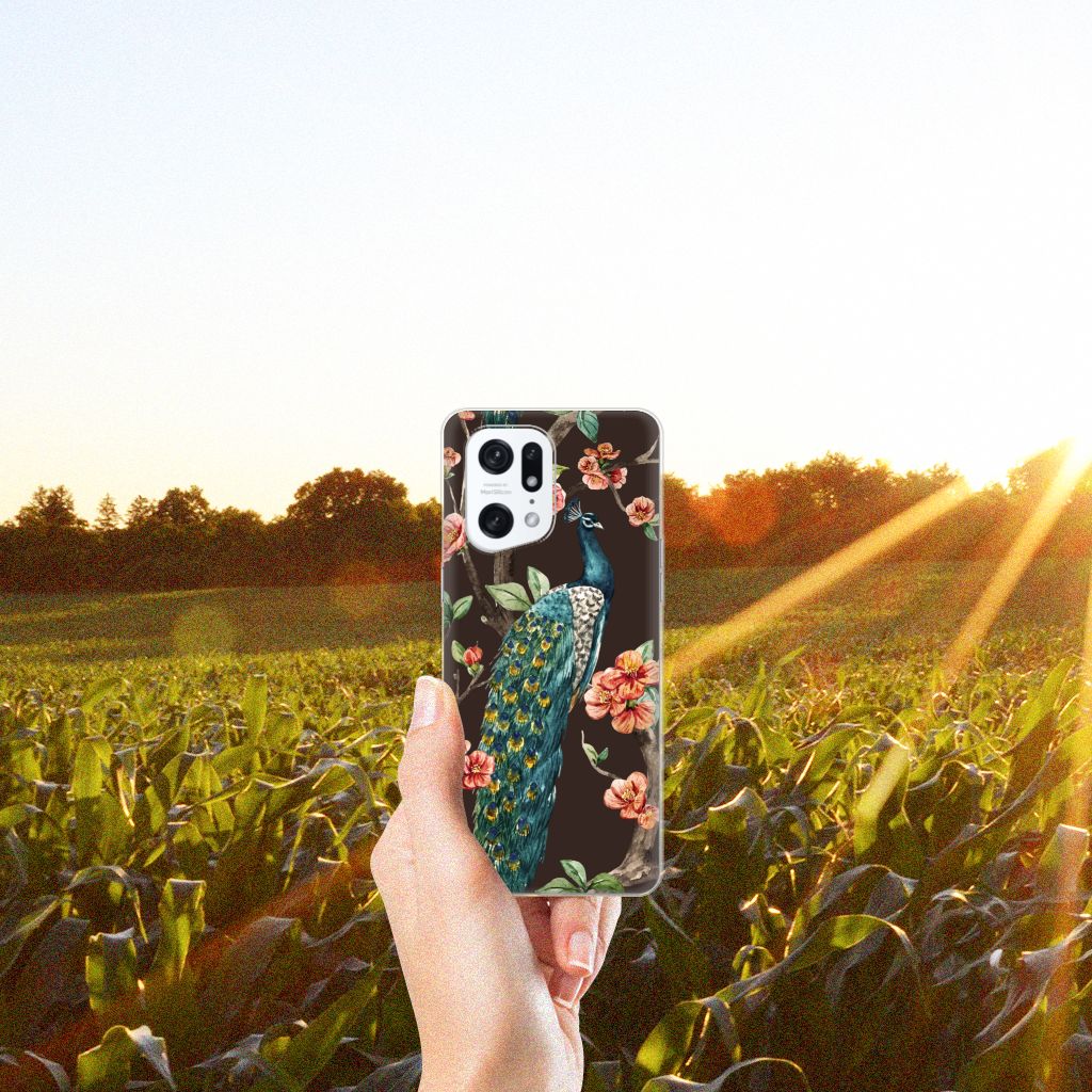 OPPO Find X5 Pro TPU Hoesje Pauw met Bloemen B2C Telecom