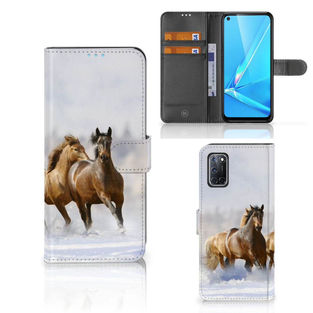 OPPO A72 | OPPO A52 Telefoonhoesje met Pasjes Paarden